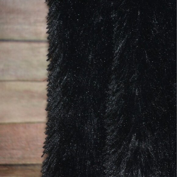 L Love Boutique Black Furry Shaggy Long Open Front Sweater Vest Womens Size 2XL - Picture 8 of 11